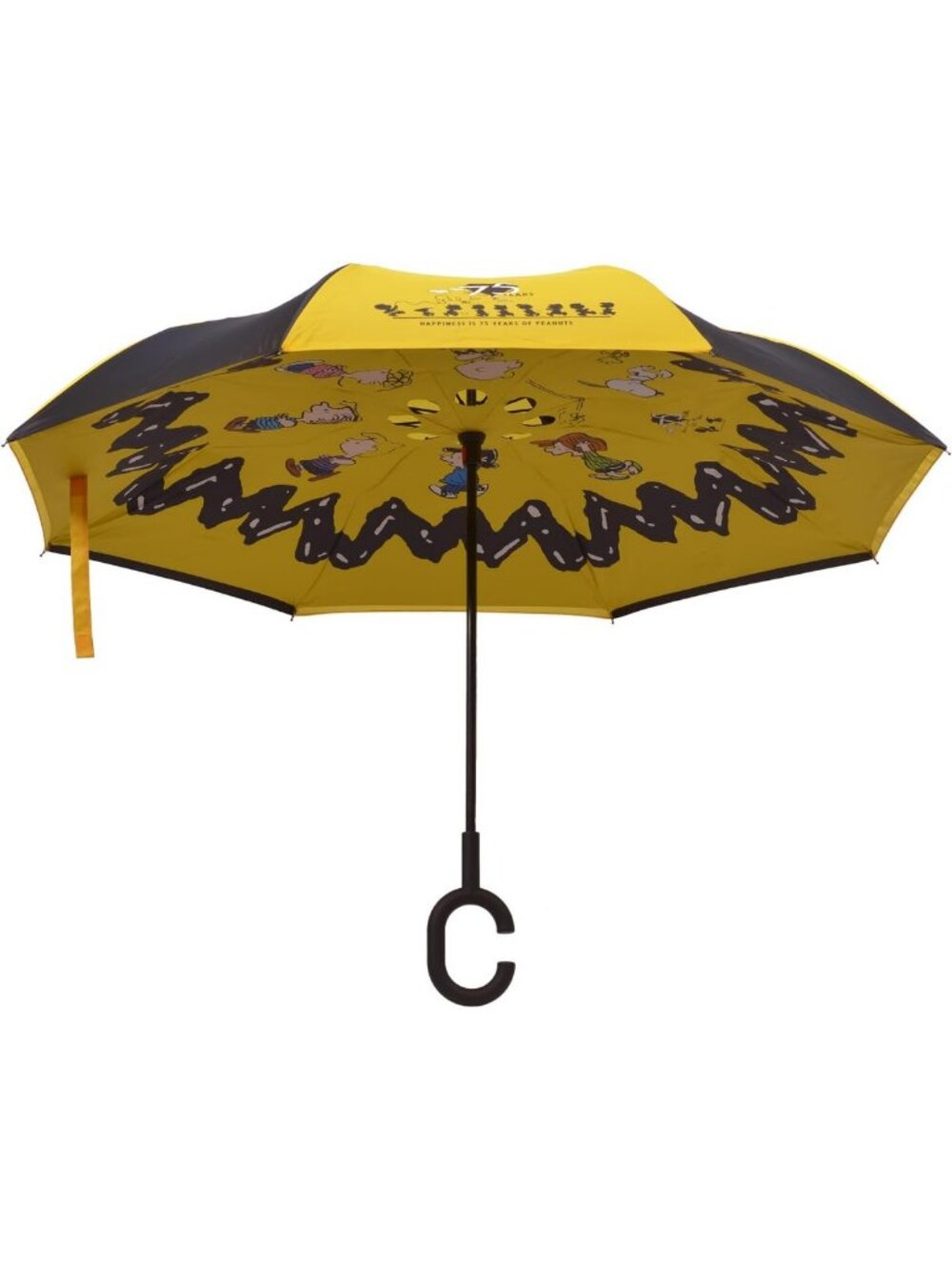 75th Anniversary Peanuts Revers-A-Brella Umbrella, 43 Inch, Unique Design, Fun